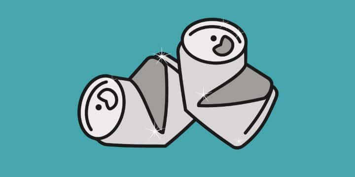 Illustration of two crushed aluminum cans with glistening highlights against a teal background. The cans, representative of the International Aluminium Institute's focus on recycling, have slightly bent shapes and appear to be overlapping at the bottom.