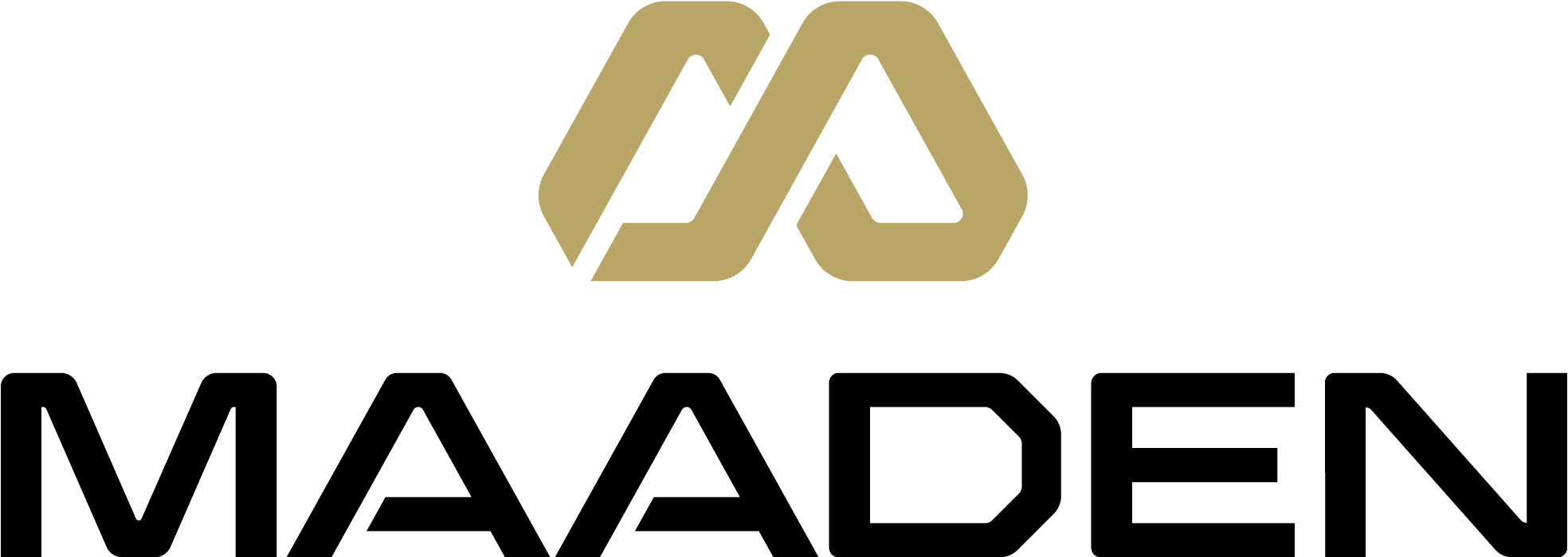 The MA'ADEN logo, reflecting its status among IAI members, features two interlocking gold shapes above the bold, black text "MAADEN" on a white background.