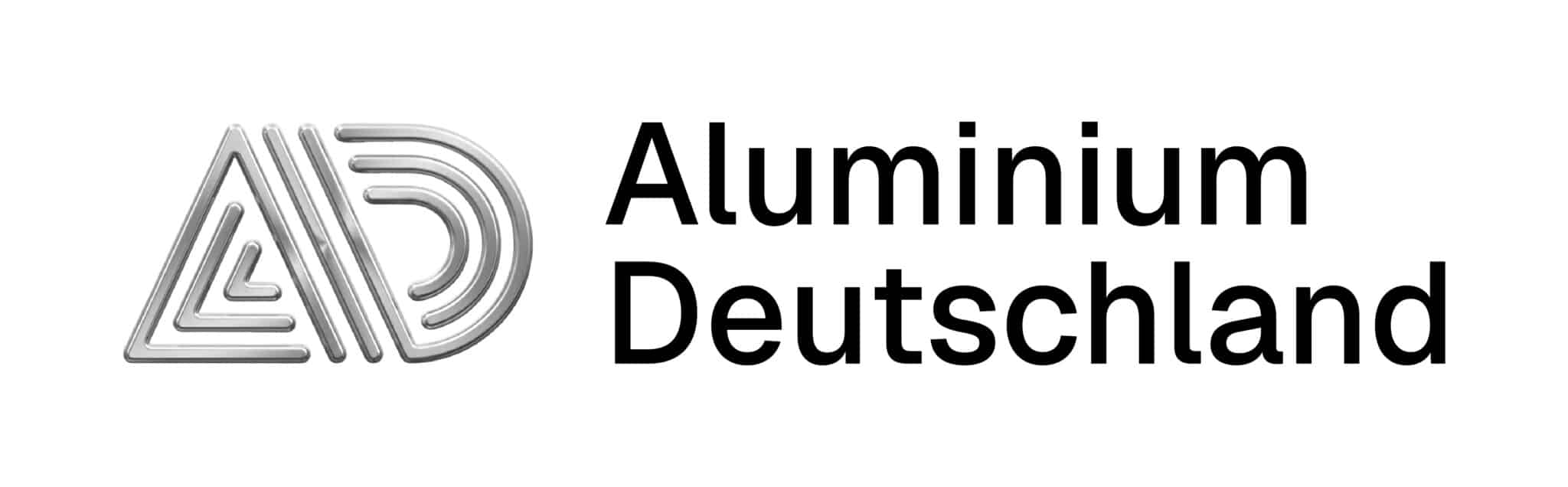 Aluminium Deutschland logo with stylized "AD" in metallic silver on the left and the text "Aluminium Deutschland" in black on the right, highlighting its role among key IAI collaborators.