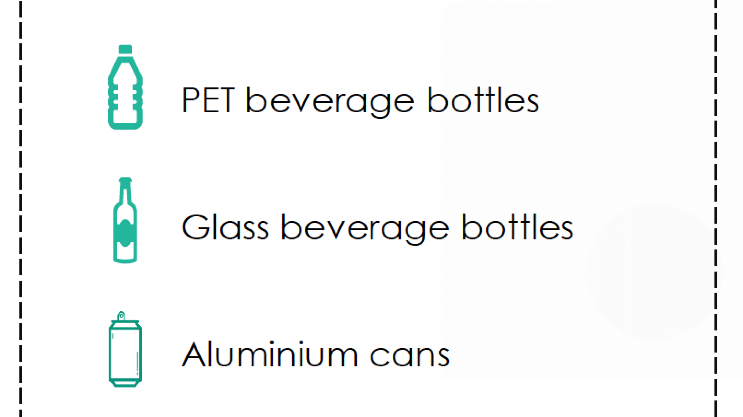 Icons and text list three beverage containers in scope: PET beverage bottles, glass beverage bottles, and aluminium cans—highlighting their role in global recycling and the circular economy.